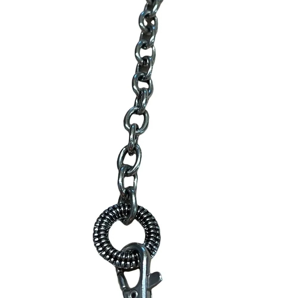 Silver Tone Adjustable Chain Wire‎ Wrapped Faux Turquoise Chunky Belt